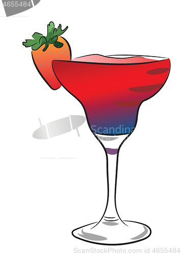 Image of Glass of daiquiri with strawberry vector or color illustration