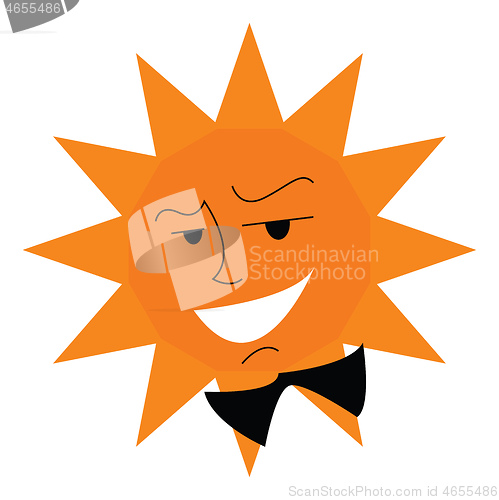 Image of Shining sun with a black sunglass symbolizing the warm sunny day