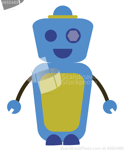 Image of A happy blue robot, vector color illustration.