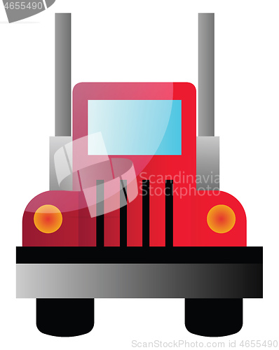 Image of Vector illustration of a front view of a big red truck on white 