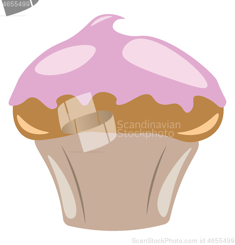 Image of A purple cupcake vector or color illustration