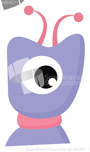 Image of Cartoon one-eyed funny monster with two horns vector or color il