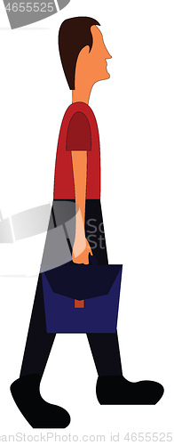 Image of Tall man with briefcase vector illustration on white background.