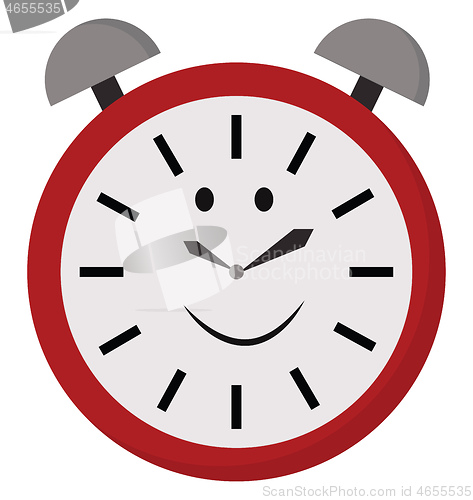 Image of Emoji of a happy twin bell design analog alarm clock vector or c