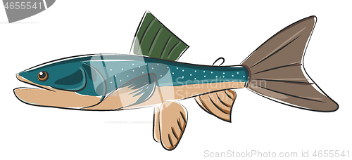 Image of Cartoon blue-colored palia fish set on isolated white background