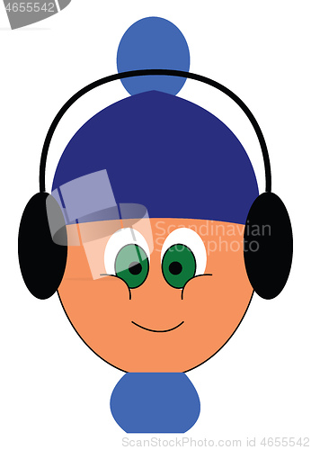 Image of Little boy with blue hat and headphonesillustration vector on wh