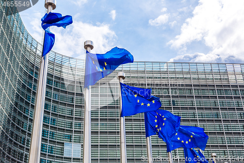 Image of European flags  in Brussels