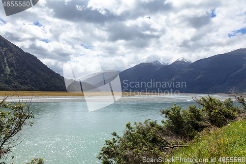 Image of riverbed landscape scenery in south New Zealand