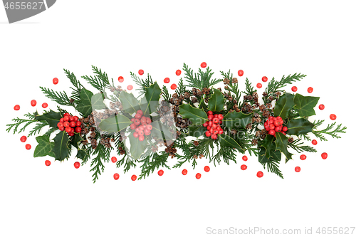 Image of Winter Holly Ivy Cedar and Red Berries