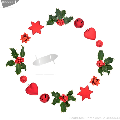 Image of Christmas Wreath with Holly and Baubles
