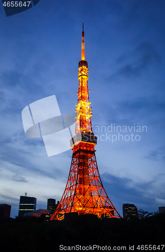 Image of Tokyo tower at night, Japan