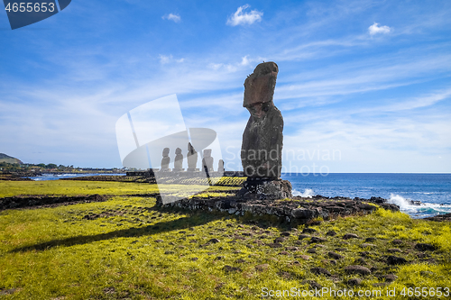 Image of Moais statues, ahu tahai, easter island