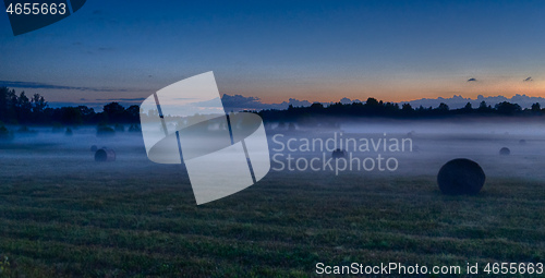 Image of Evening fog in european field