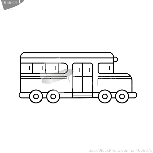 Image of School bus vector line icon.