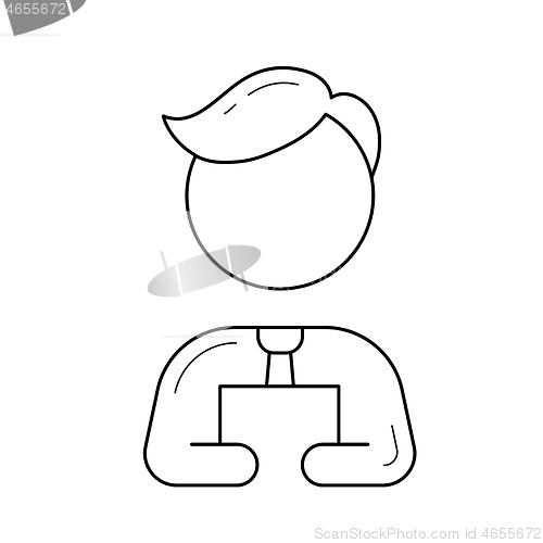 Image of Man with electronic tablet vector line icon.