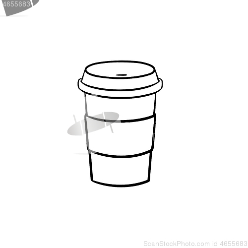 Image of Plastic cup of chocolate coffee hand drawn icon.