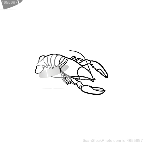 Image of Lobster hand drawn sketch icon.