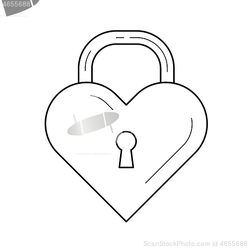 Image of Heart lock vector line icon.