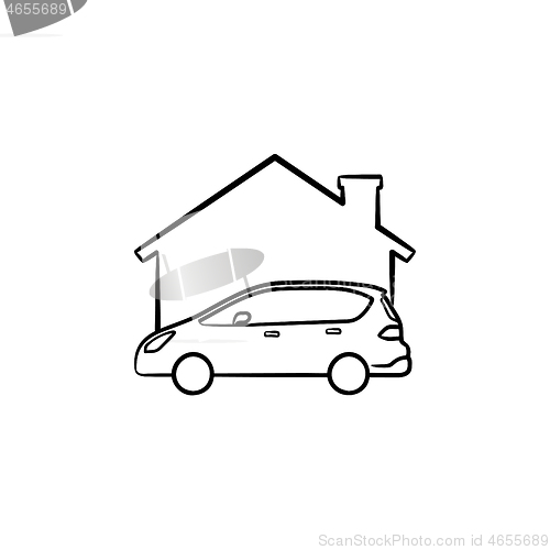 Image of Car garage hand drawn sketch icon.