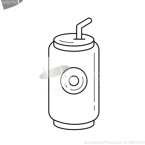 Image of Soda pop can vector line icon.
