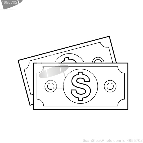 Image of Money banknotes vector line icon.