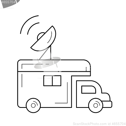 Image of Broadcasting van line icon.