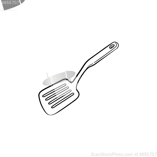 Image of Kitchen spatula hand drawn sketch icon.