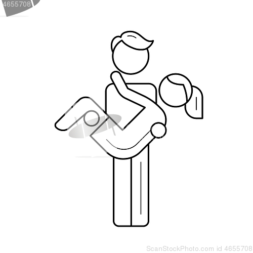 Image of Happy couple vector line icon.