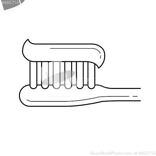 Image of Toothbrush with toothpaste line icon.