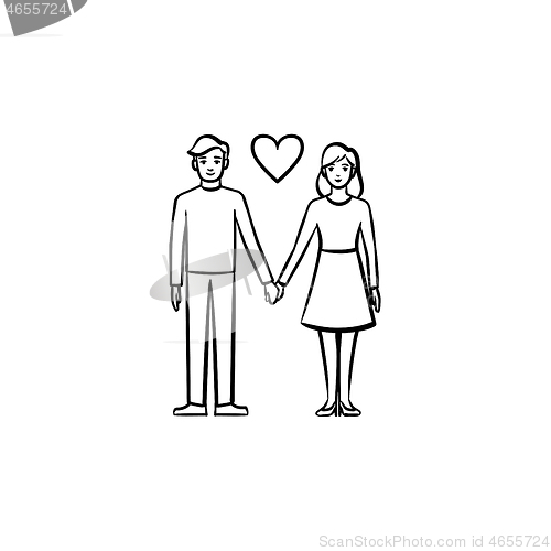 Image of Couple in love hand drawn sketch icon.