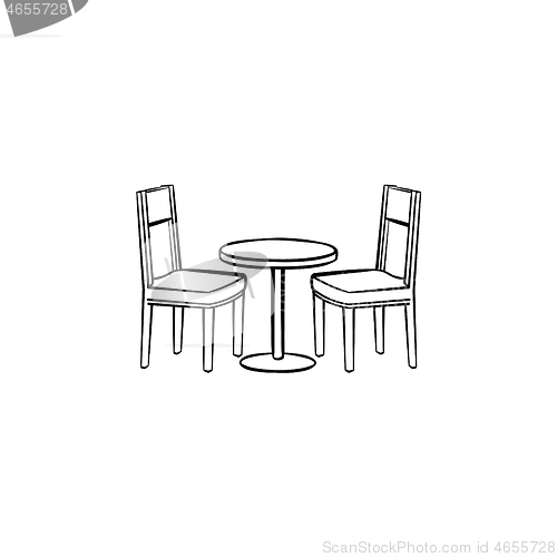 Image of Restaurant furniture hand drawn sketch icon.