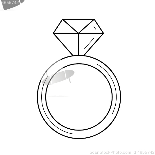 Image of Diamond ring vector line icon.