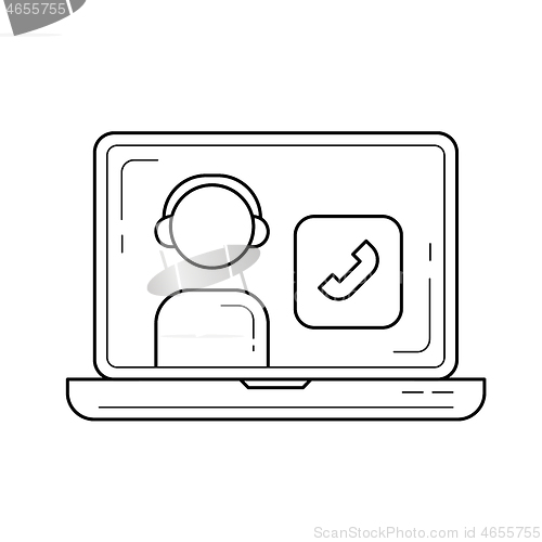 Image of Video call vector line icon.