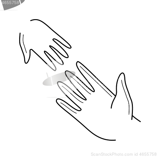 Image of Hand of help vector line icon.