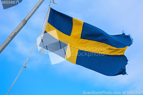 Image of Swedish Flag Flying