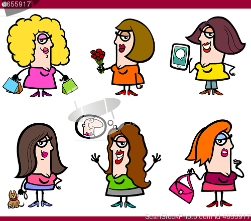 Image of woman cartoon characters set