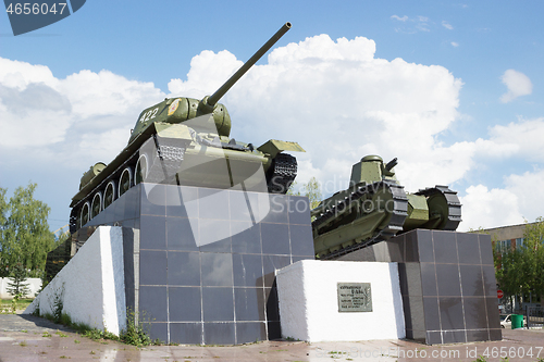 Image of T-34 tank and first russian Soviet tank