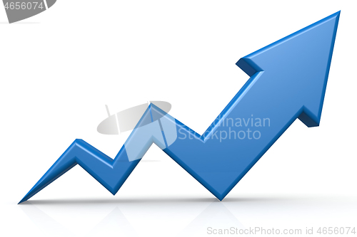 Image of Blue up growing arrow isolated