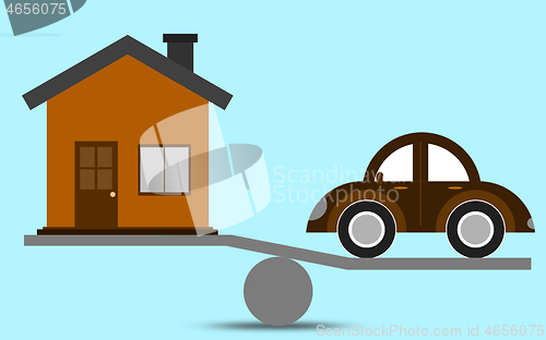 Image of Scale with car and house
