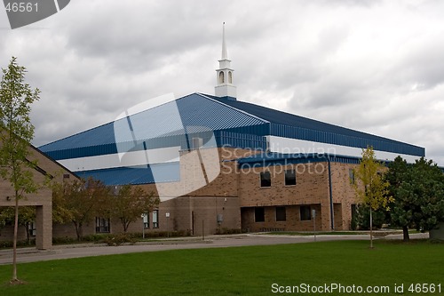 Image of city oshawa building with blue roof