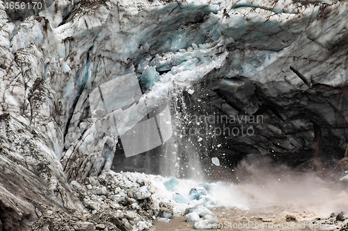 Image of Franz Josef Glacier at the moment of breaking off, New Zealand