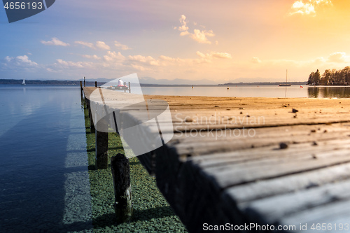 Image of wooden jetty Starnberg lake