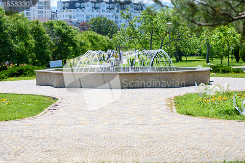 Image of Beautiful small fountain in the city park \"Nut Grove\" in Anapa, Russia