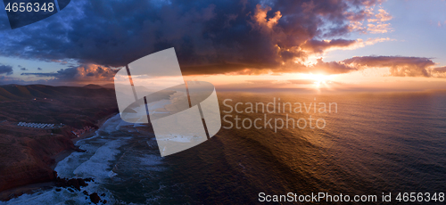 Image of Aerial view of Legzira beach at sunset