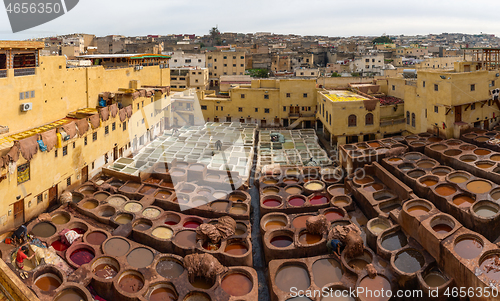 Image of Tanneries in Fes, Morocco, Africa 