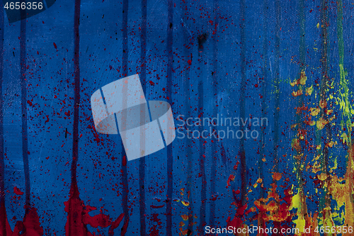 Image of Blue, red and yellow colored wall texture background. 