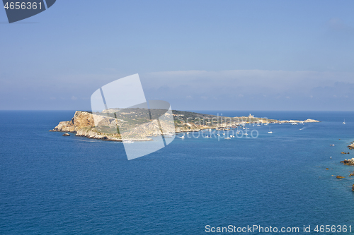 Image of Capraia Island, Italy: scenic view of tipycal rocky coastline. A