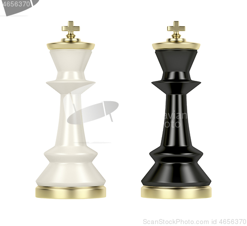 Image of Front view of white and black chess kings