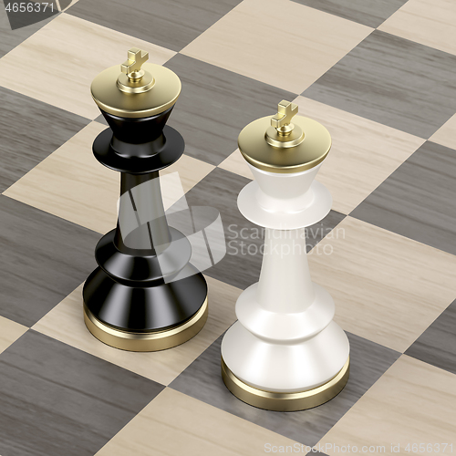 Image of Black and white chess kings