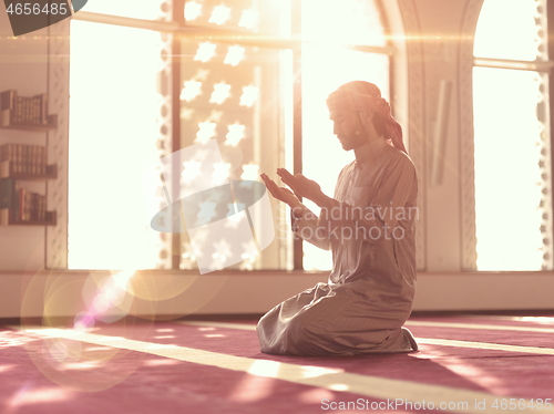 Image of muslim prayer inside the mosque